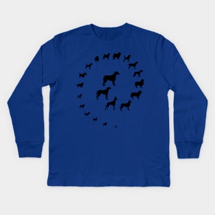 Spiral of dog breeds from large to small Kids Long Sleeve T-Shirt